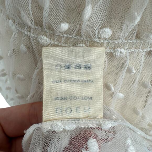DOEN Bohemian Sheer White Swiss Dot Tulle Maxi Dress, Size M Unlined Summer - Picture 6 of 7